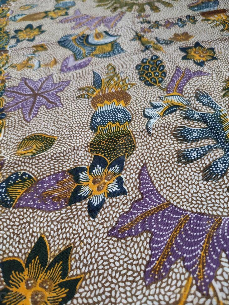 close up of colorful pattern fabric photo