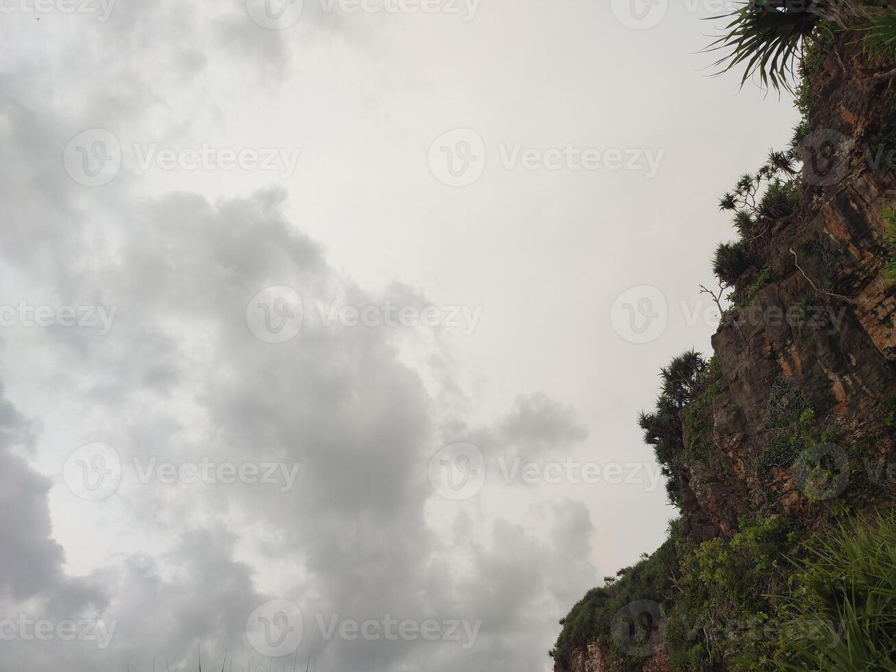 a view of the ocean from the top of a cliff photo