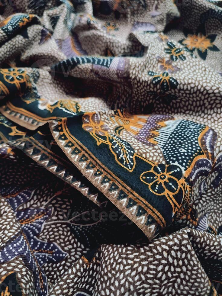 close up of a colorful patterned fabric photo
