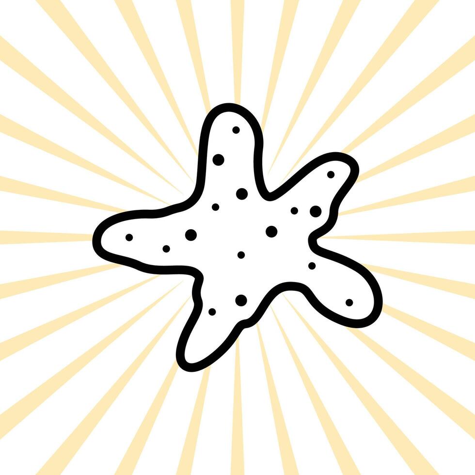 a starfish icon on a yellow background with rays vector