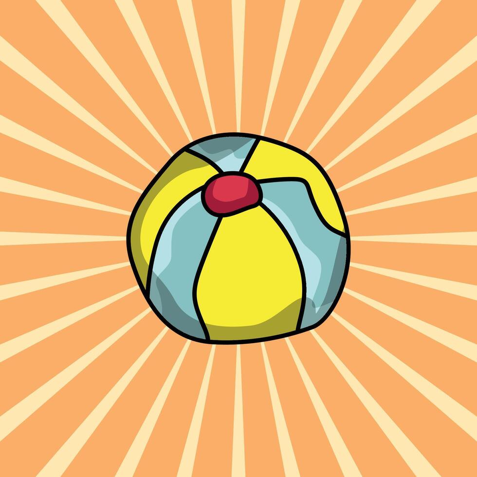 a cartoon beach ball on an orange background vector