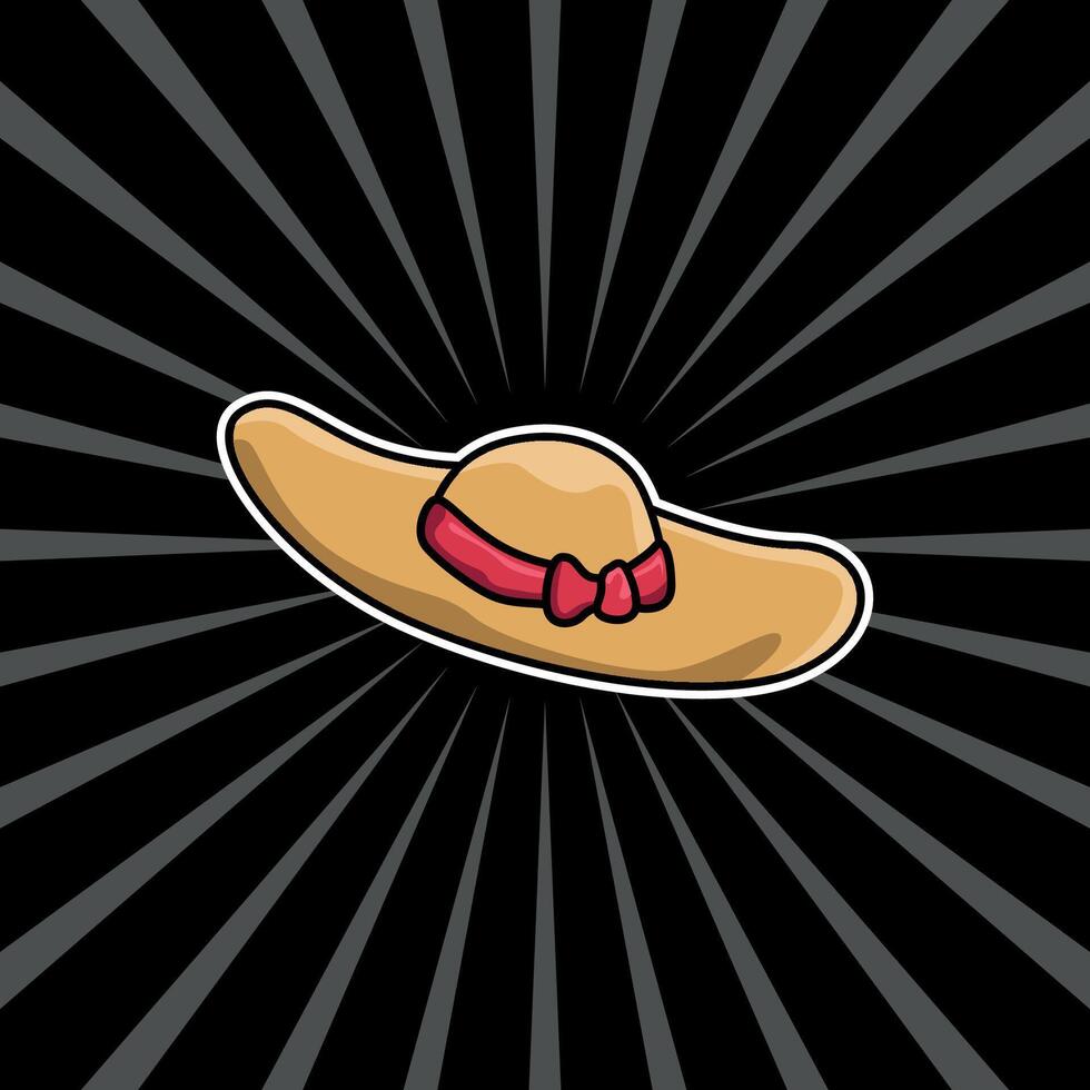a cartoon hat with a red bow on it vector