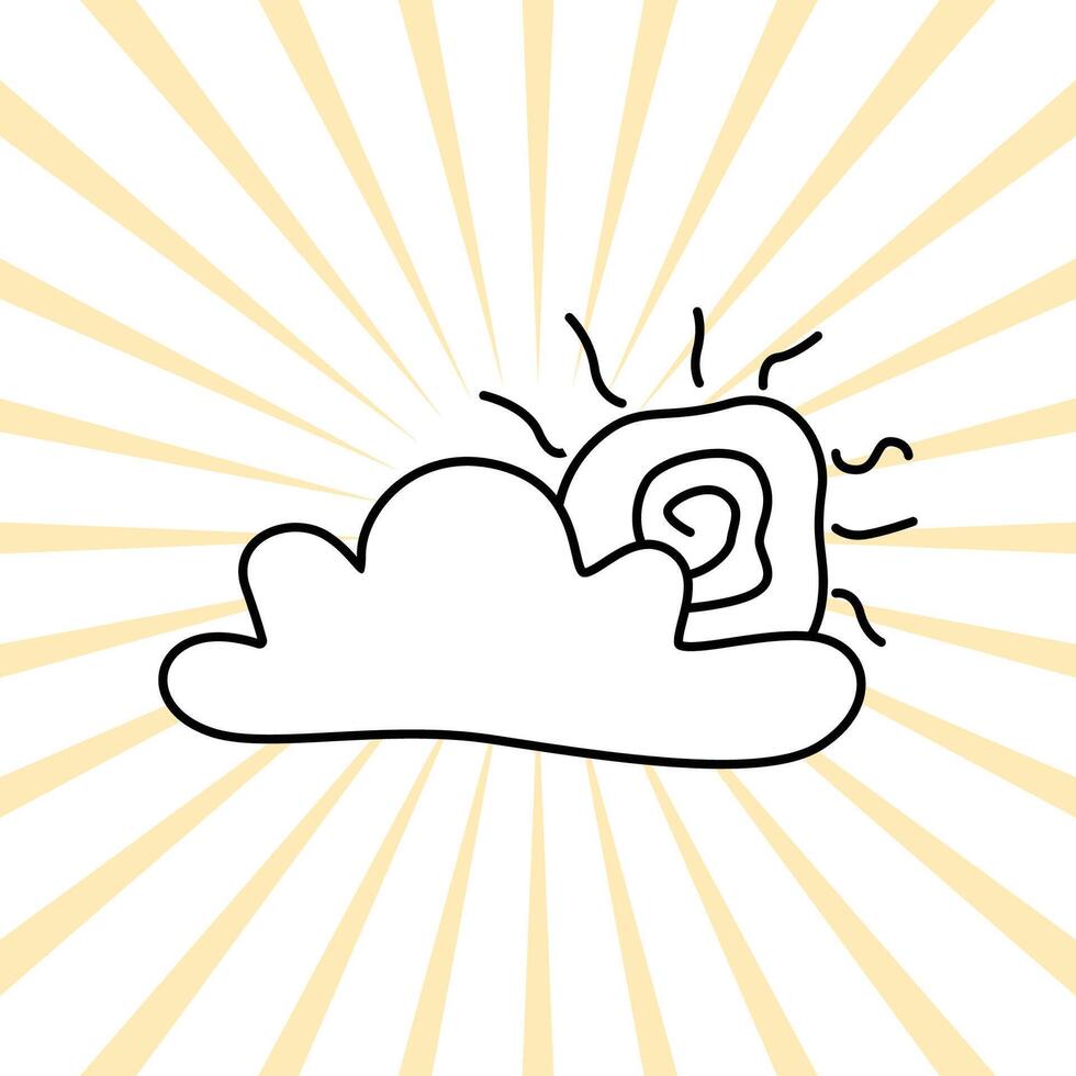 a cartoon sun and cloud on a yellow background vector