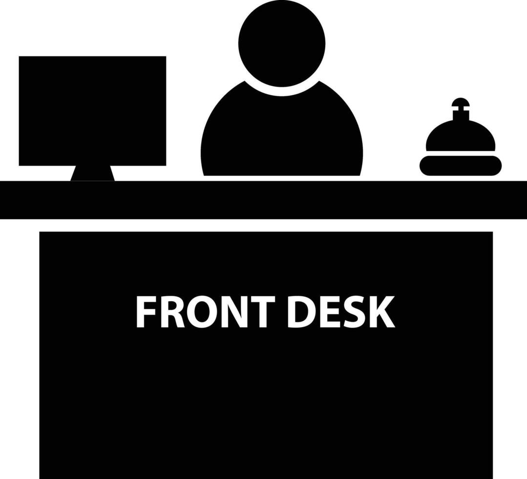 Hotel front desk icon. 24 hour front sign. Front desk customer service symbol. Front desk logo. flat style. vector