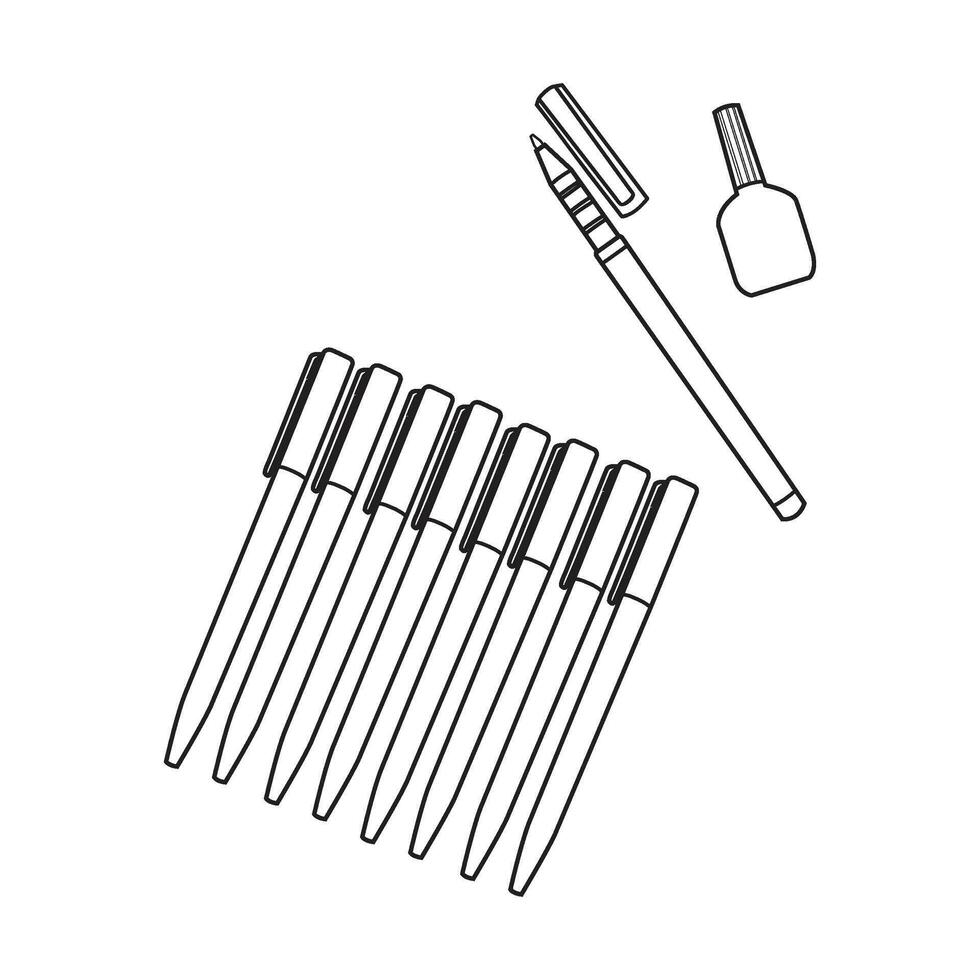 Collection of Ballpoint Pens and Correction Fluid vector