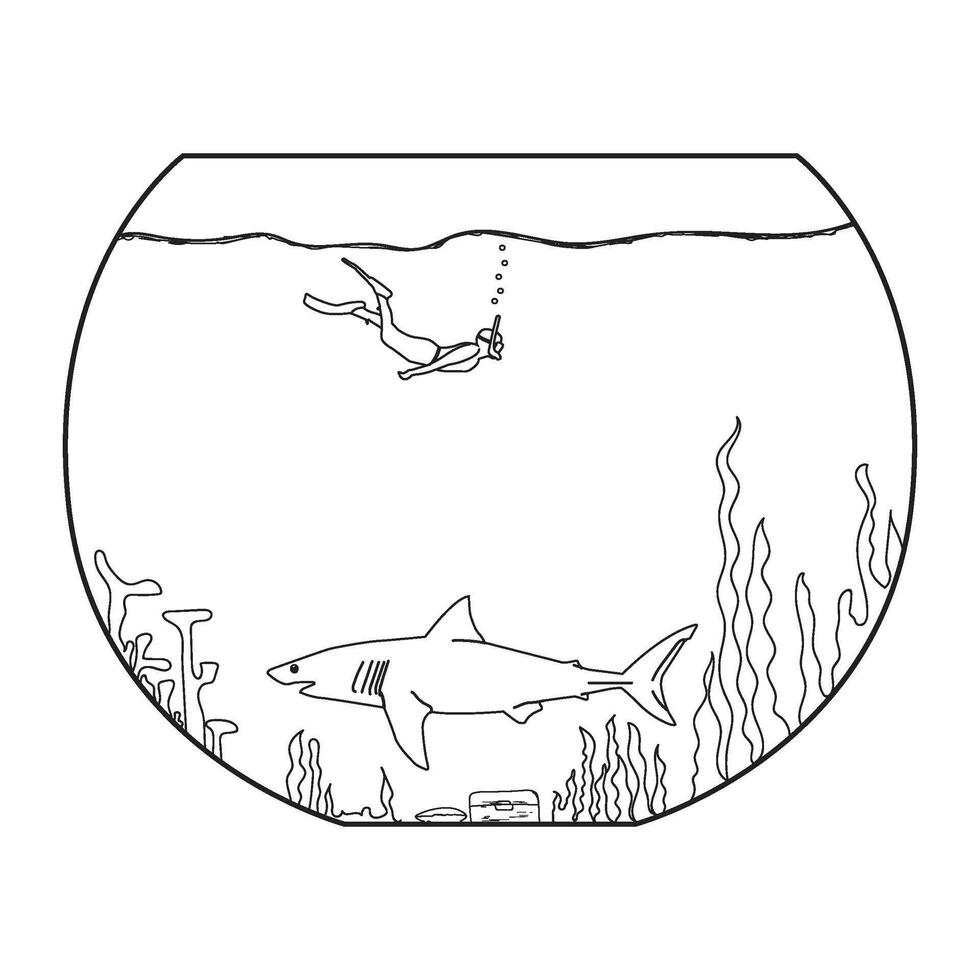 Illustration of Underwater Adventure in a Fishbowl vector