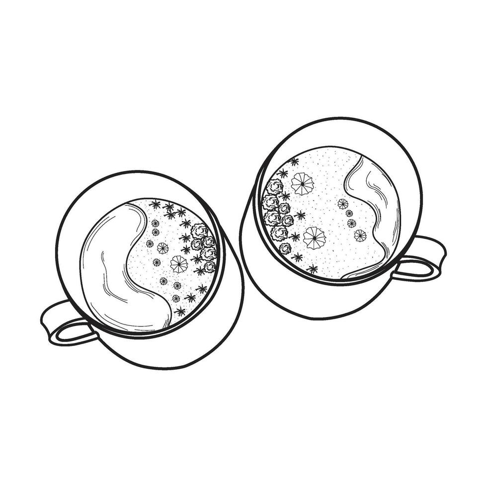 Two Coffee Cups with Beach View vector