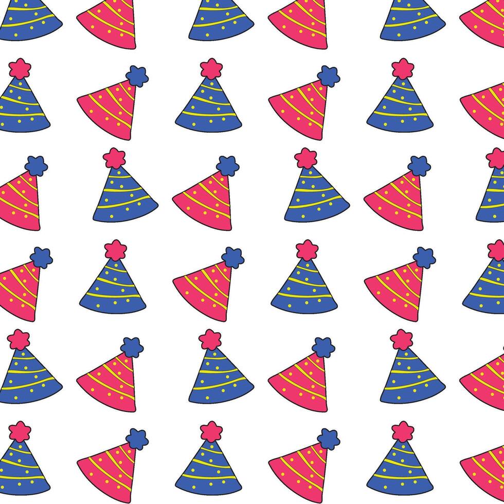 Party Hat Seamless Pattern, Colorful Celebration Design vector