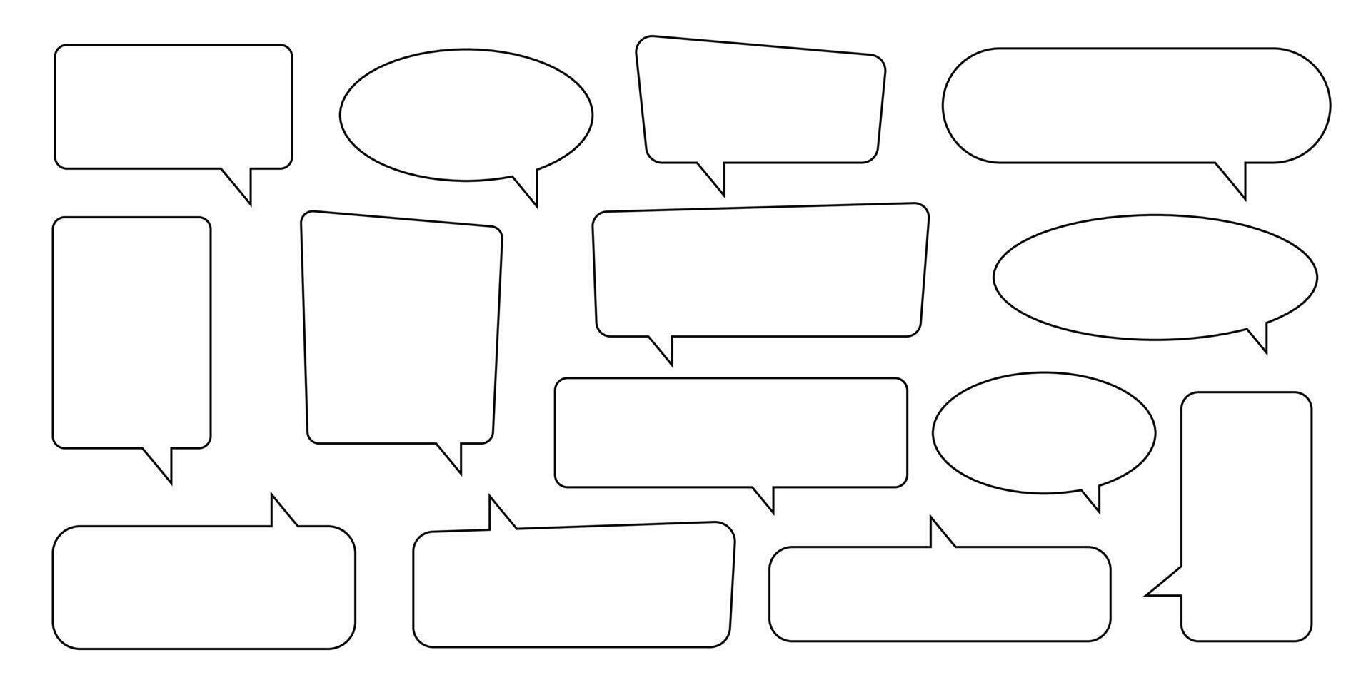 Collection of line speech bubble, line speech balloon, outline chat bubble set. vector