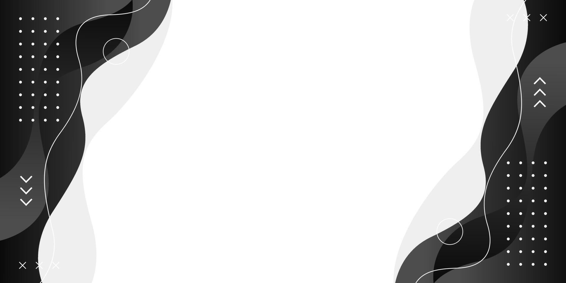 Minimalist black and white geometric background with fluid wave shapes. Modern dynamic wallpaper vector