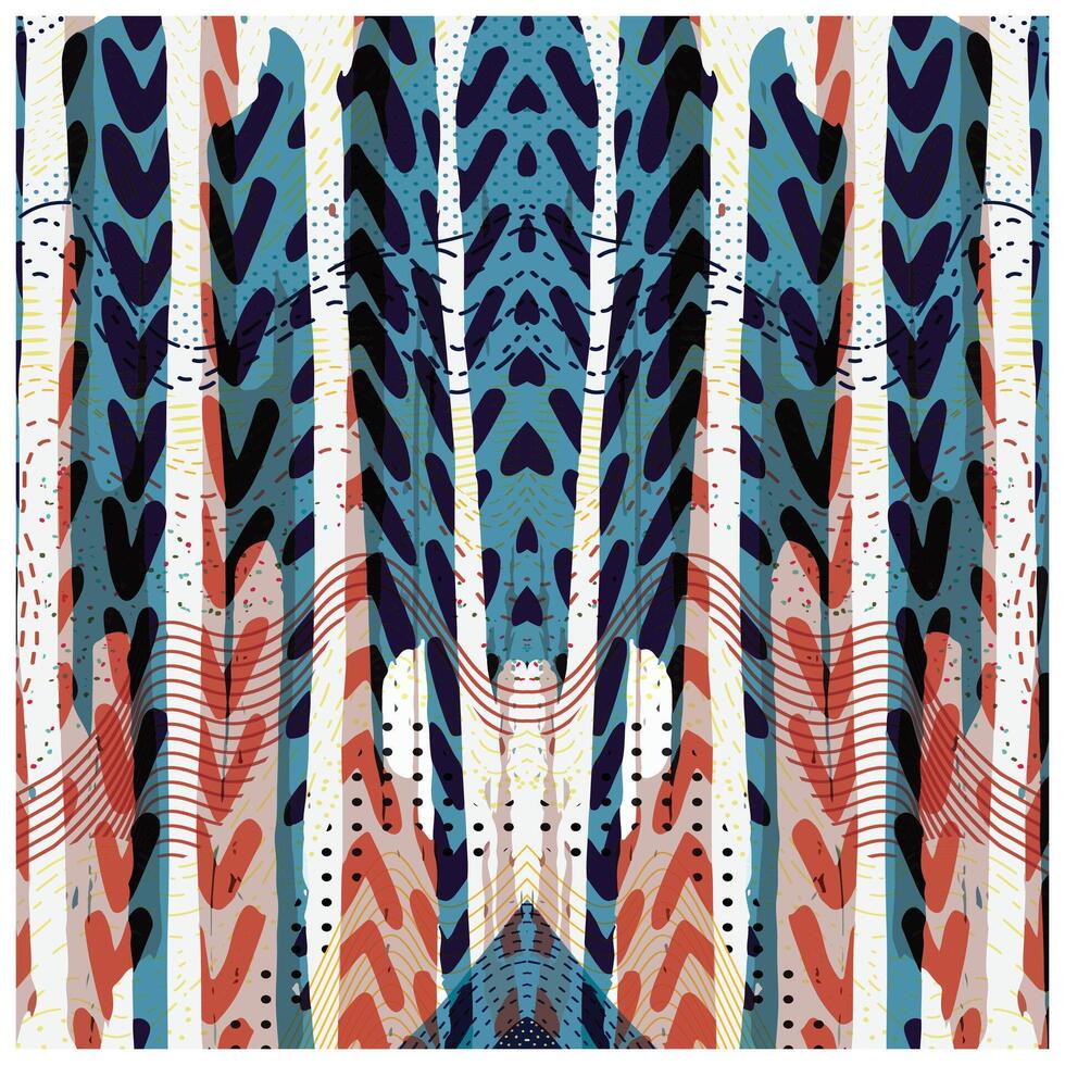 A striking abstract composition with a colorful interplay of blue, red, and white tones creating visual interest. vector