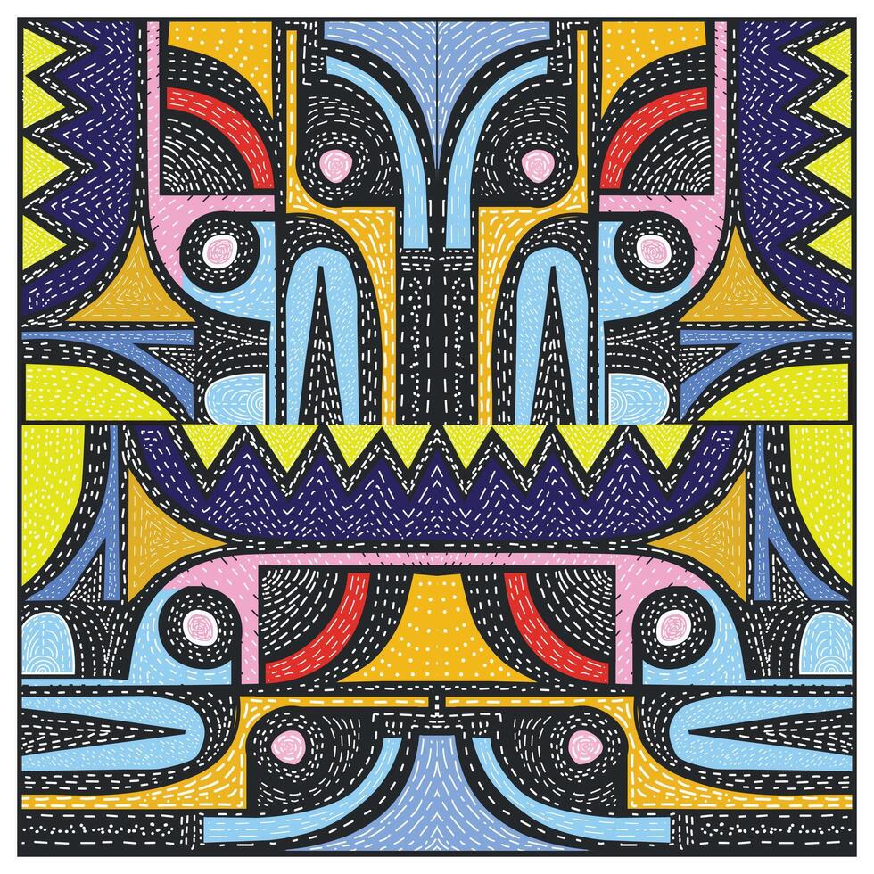 abstract square pattern in different geometric shapes in colorful dotted textured background vector