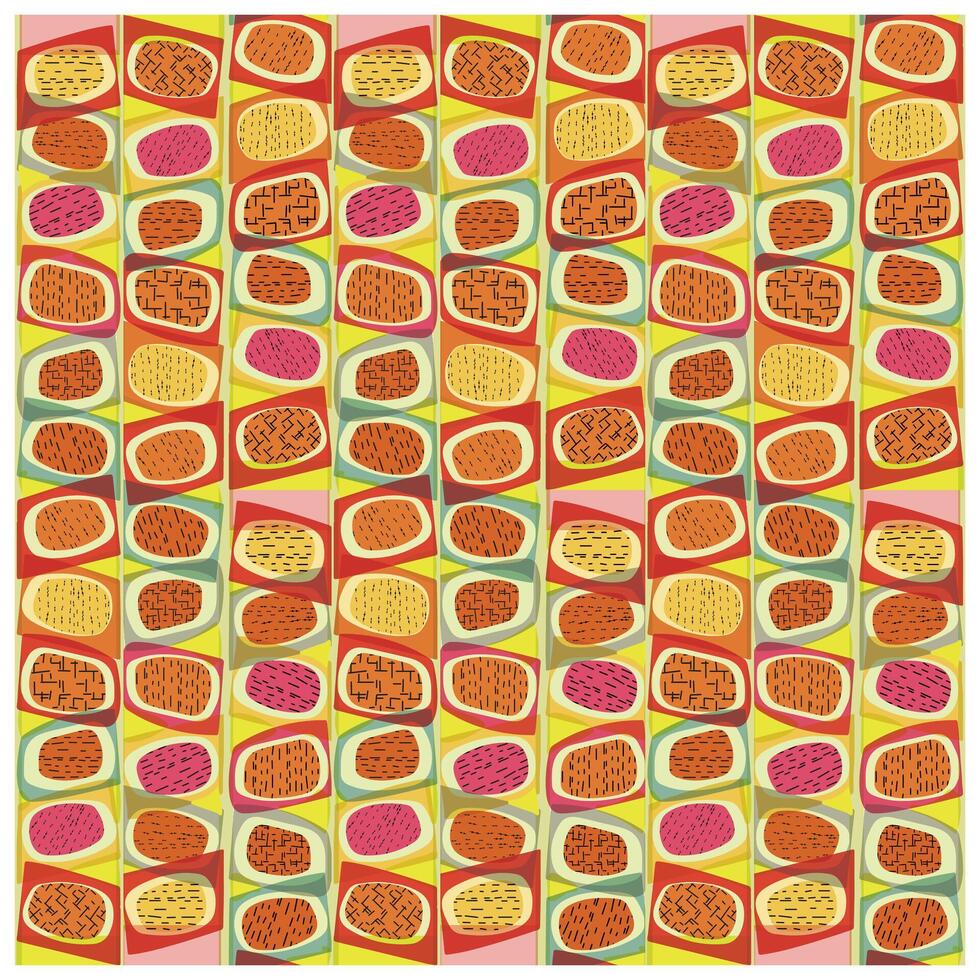 grid of illustrated cells resembling petri dishes with various colored patterns on dotted background vector