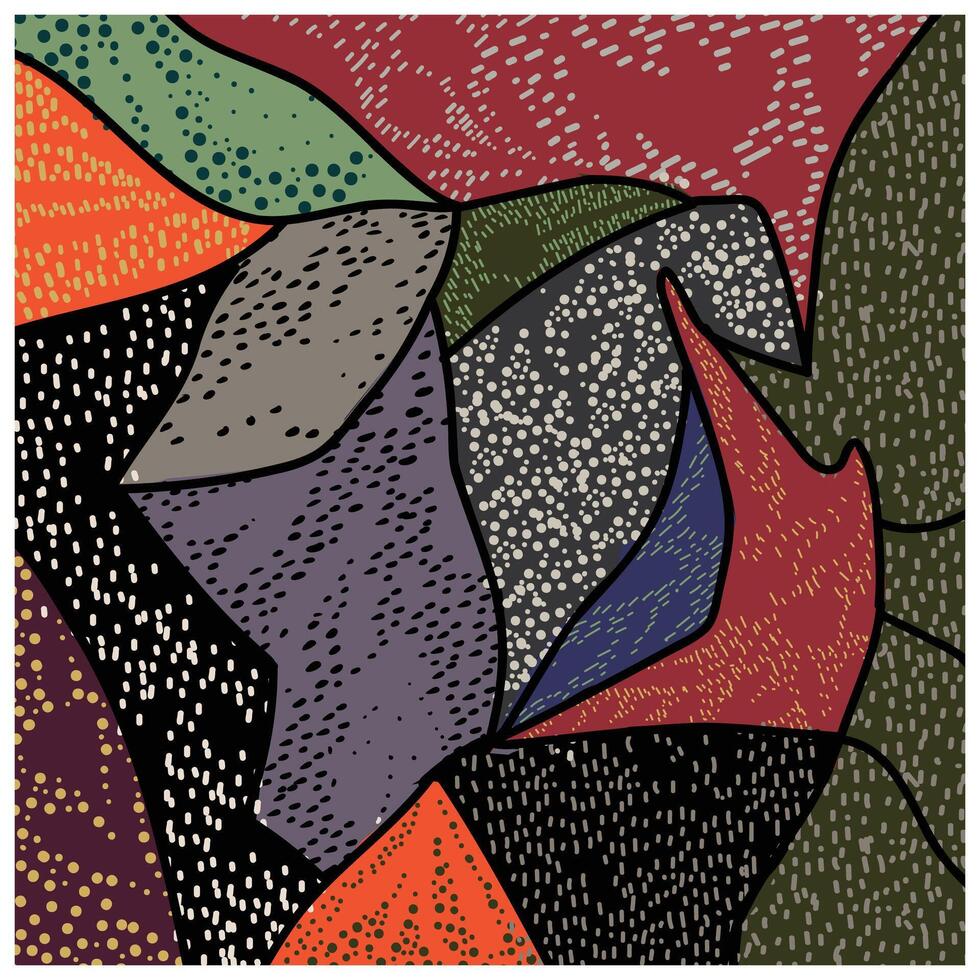 Abstract repeat multicolored pattern with dotted texture and geometric shapes vector