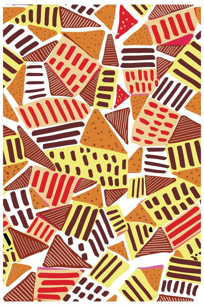 Colorful abstract pattern with various geometric shapes and doted and line textures background vector