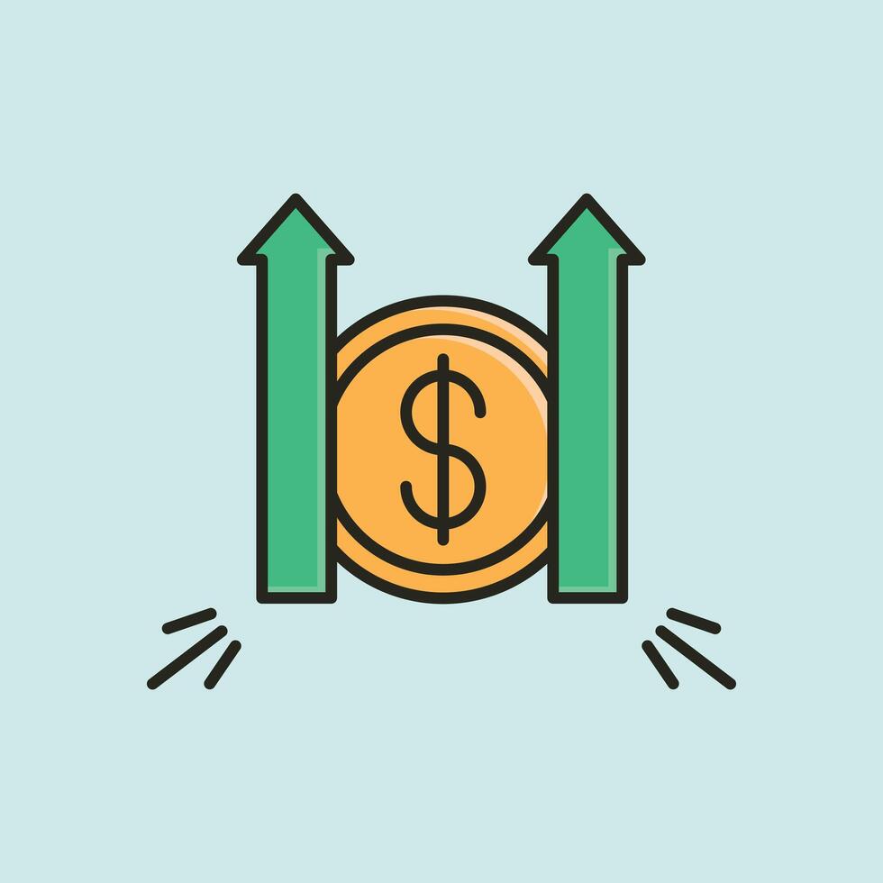 Financial Growth Icon Dollar Coin with Upward Arrows vector