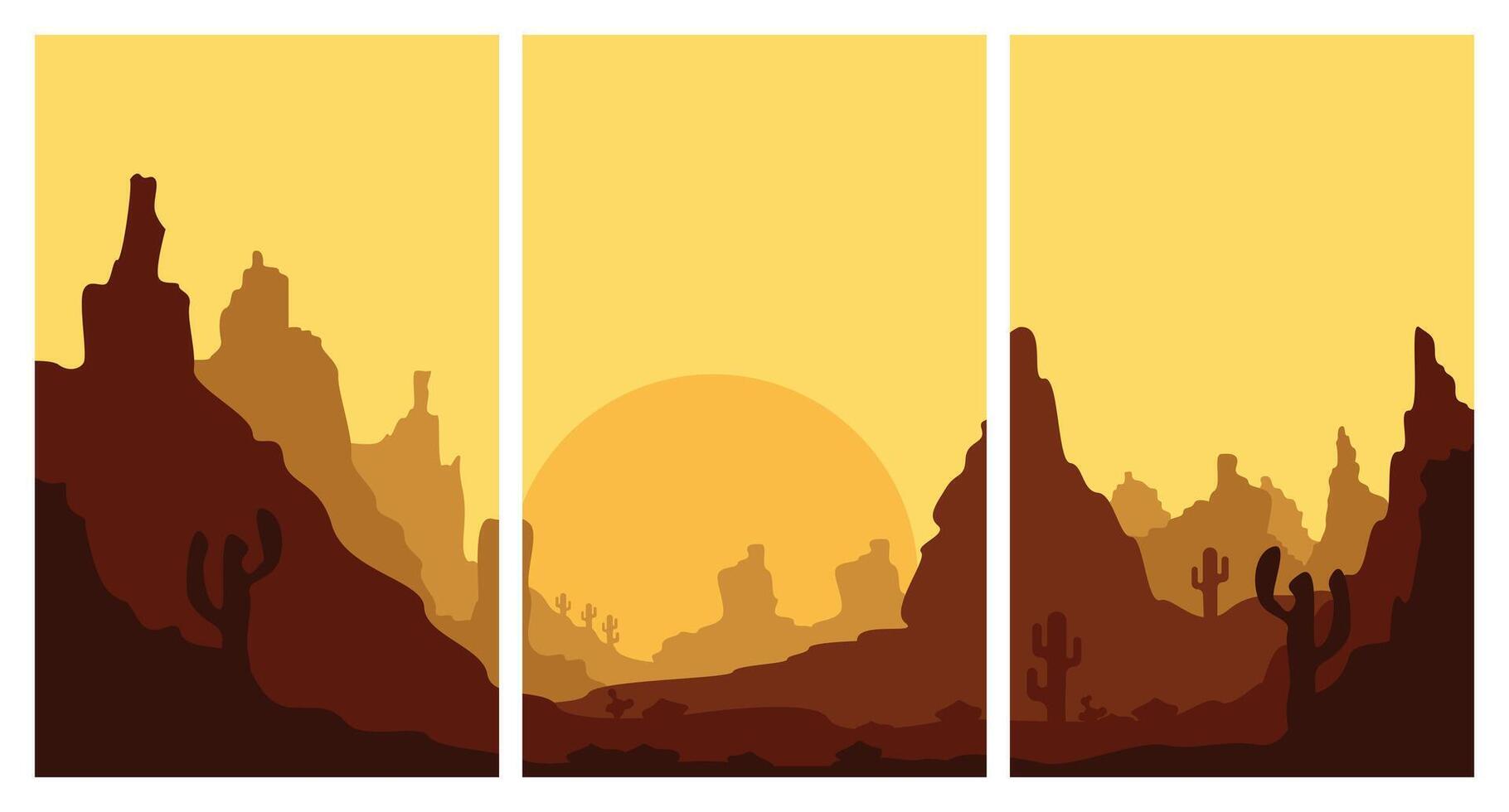 Texas minimalist design poster, desert landscape abstract art background. Mountains and cactus in west Texas. vector