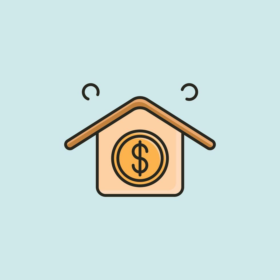 A house with a dollar coin inside it vector