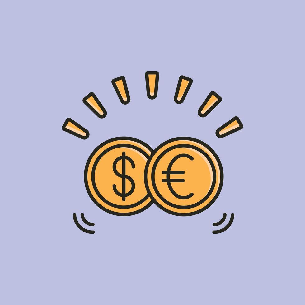 Dollar and Euro Coins Global Currency vector