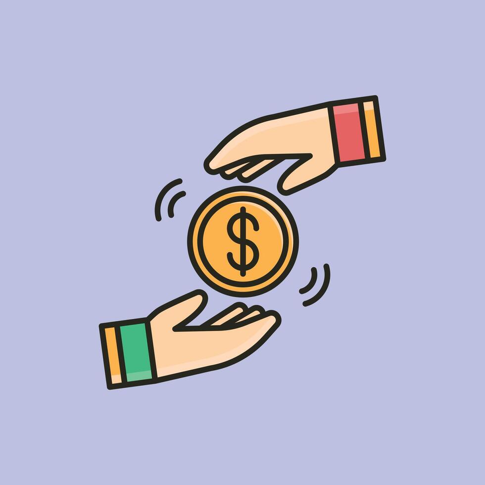 Money Transfer Concept Hands Exchanging Dollar Coin vector