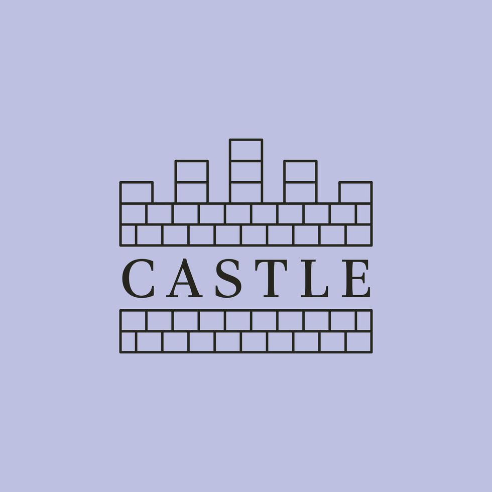 castle logo line art icon simple minimalist design vector