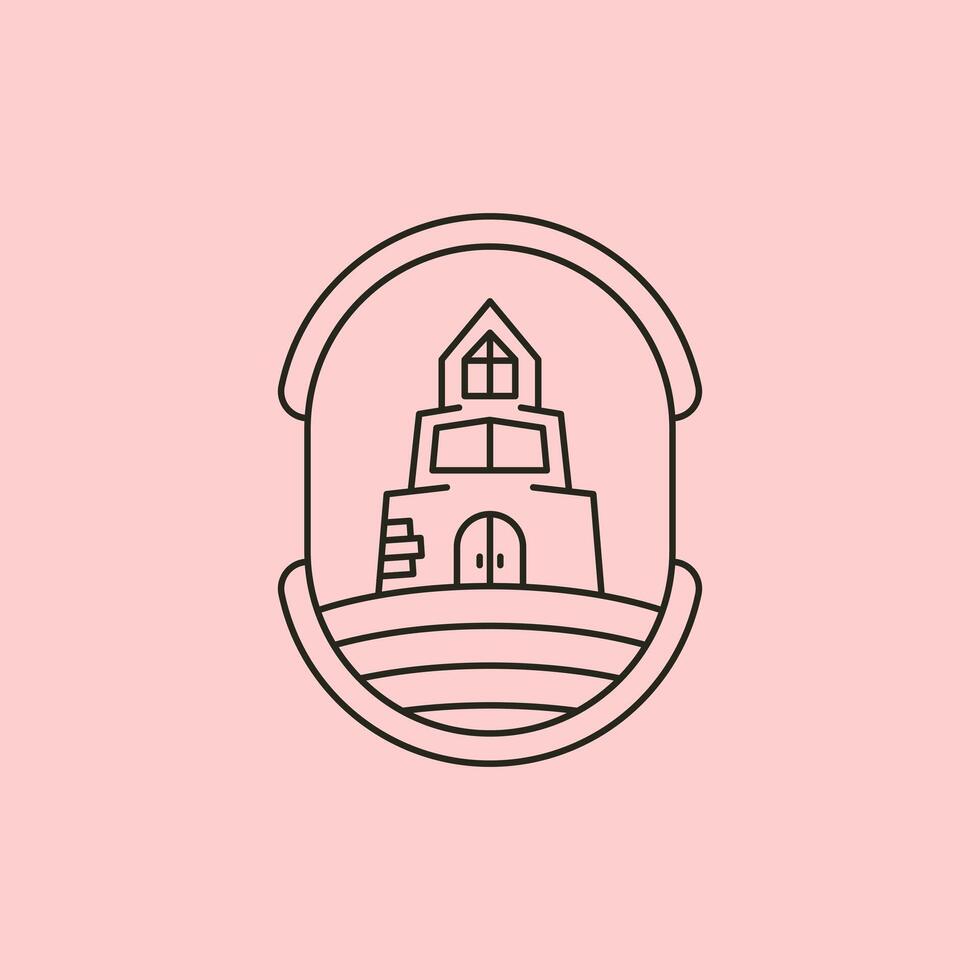line art logo tower minimalist design vector