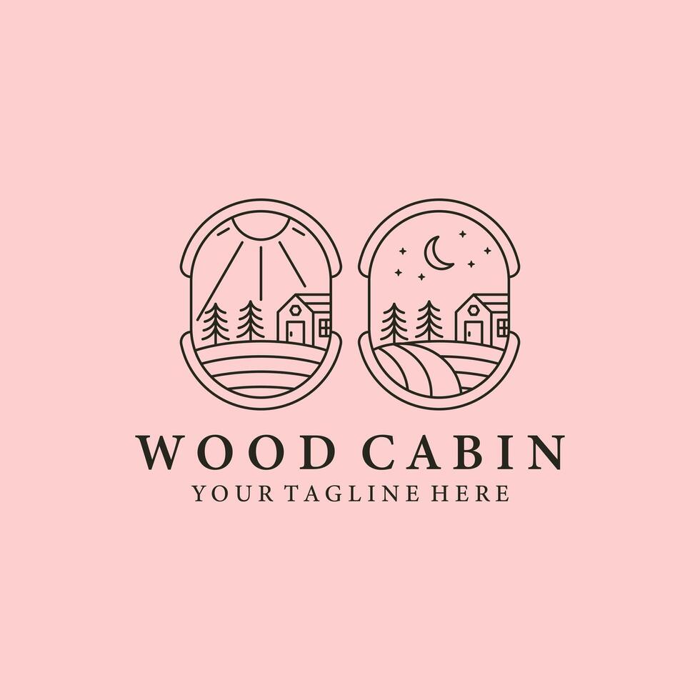 set logo wood cabin illustration icon design vector