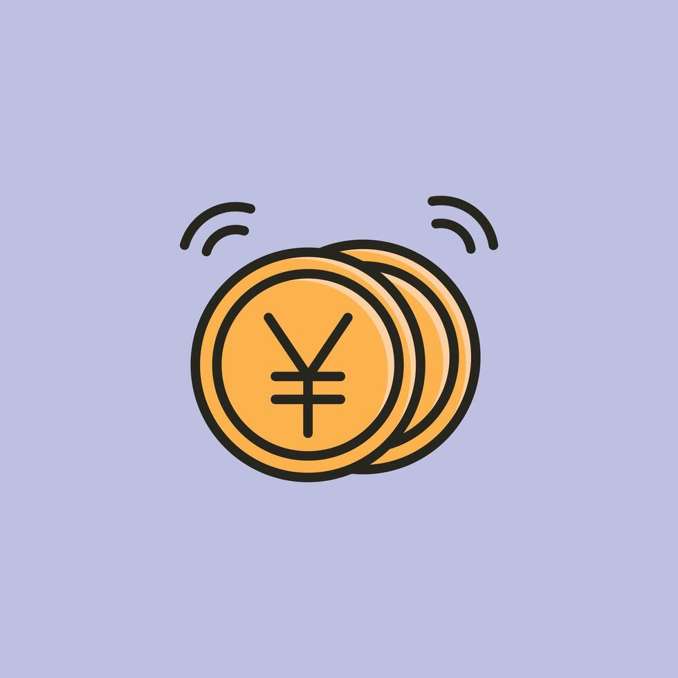 A coin with an yin sign on it vector