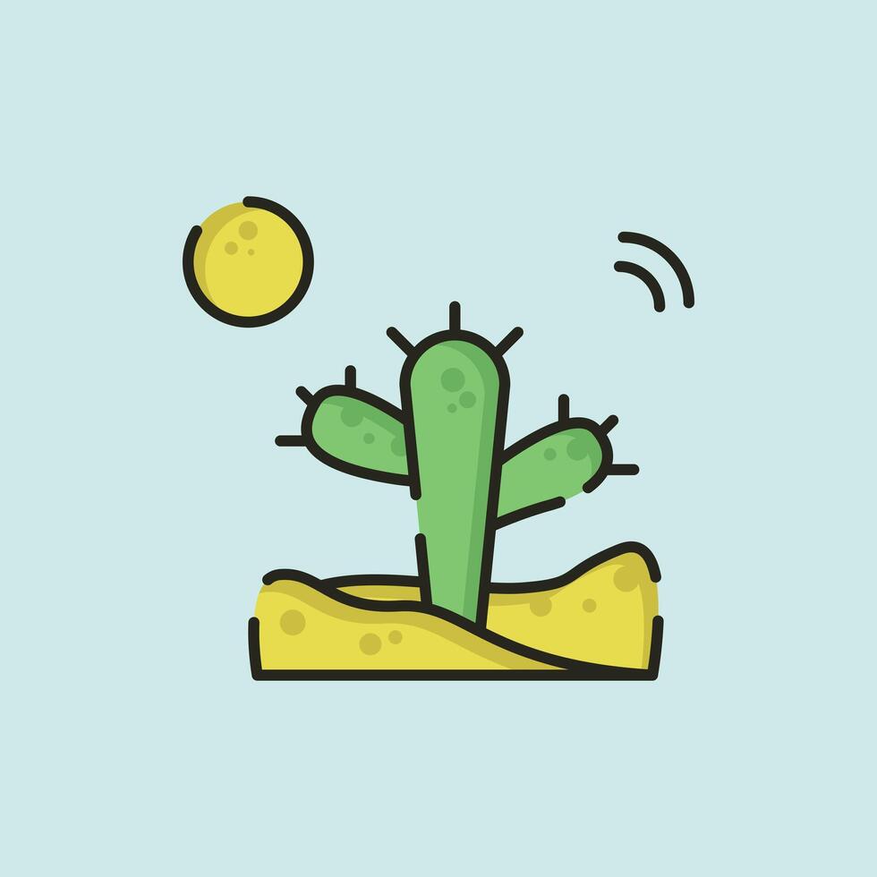 cactus line art logo illustration graphic design simple minimalist icon template in desert logo vector