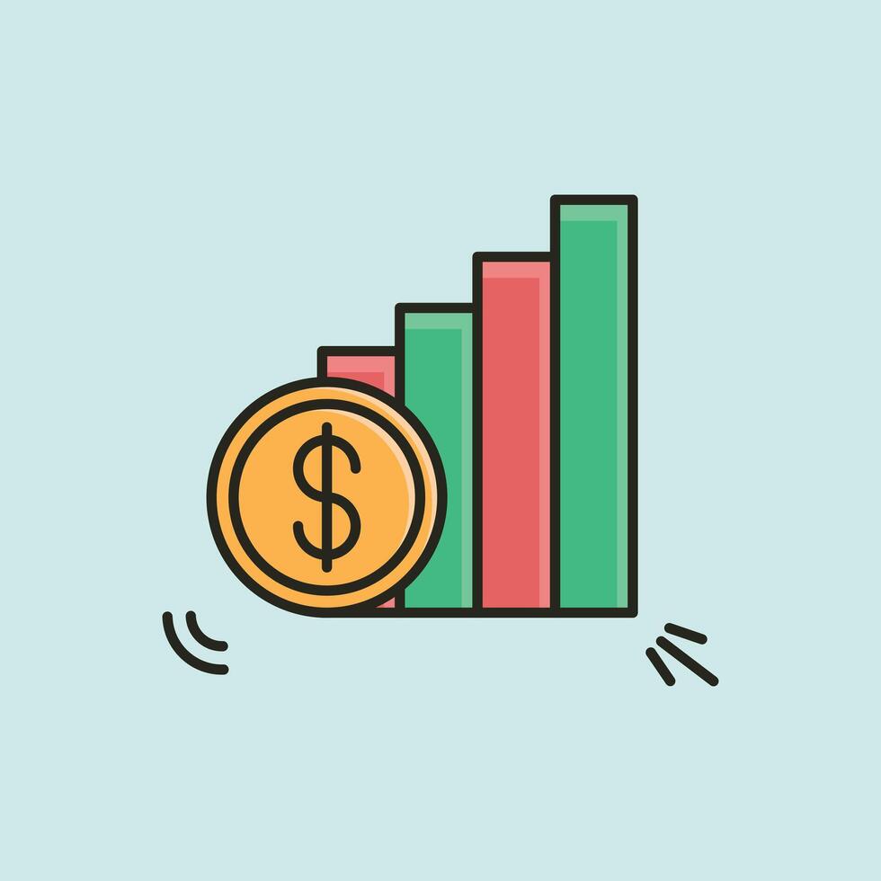 Financial Growth Chart with Dollar Coin vector