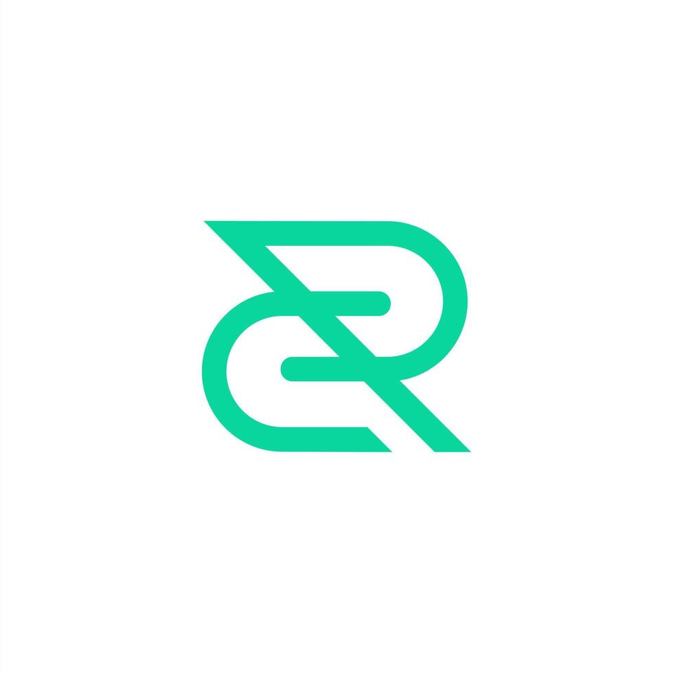 R abstract letter logo, green simple R modern simple yet memorable vector