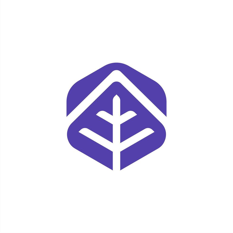 blue hexagon tree leaf logo, perfect for ecofriendly, symbolizing stability and growth vector