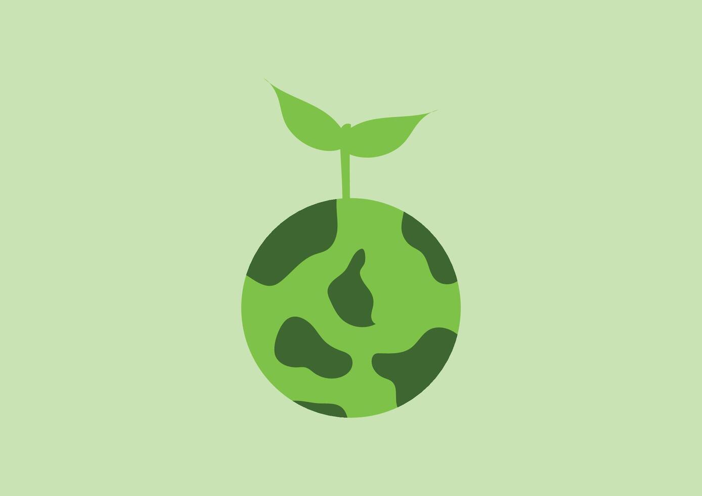 Eco-friendly concept. Green earth with small plants. Save the world. vector