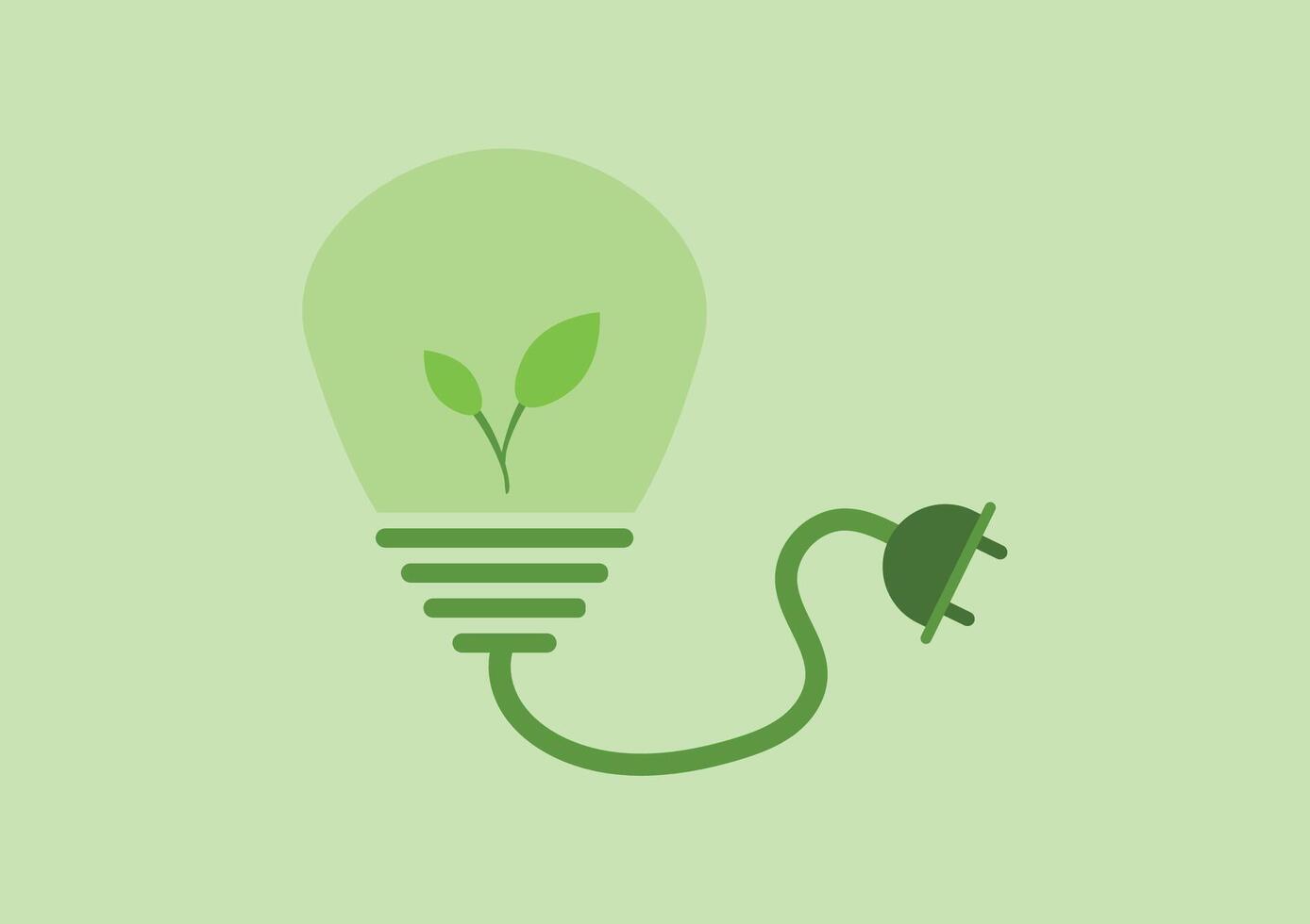 Eco-friendly concept. Small plant in light bulb with green energy plug. Save the world. vector