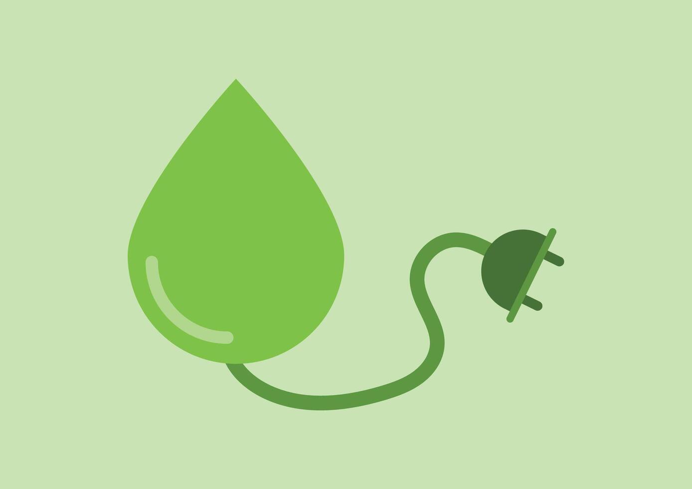 Eco-friendly concept. Water drop with green energy plug. Save the world. vector