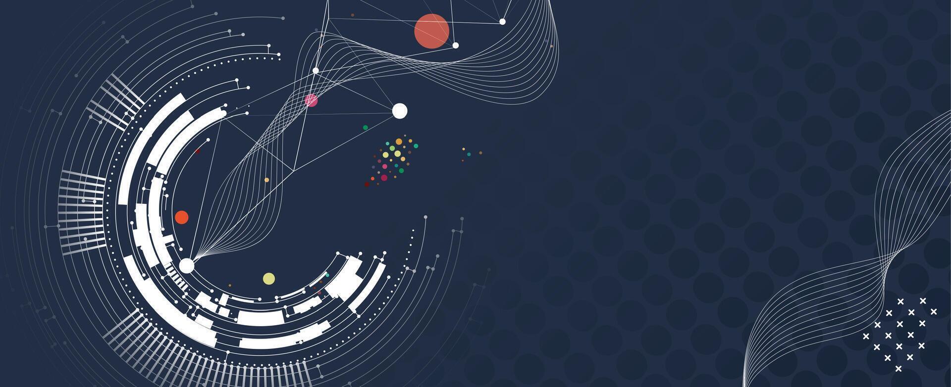 abstract dar background with circles and lines vector