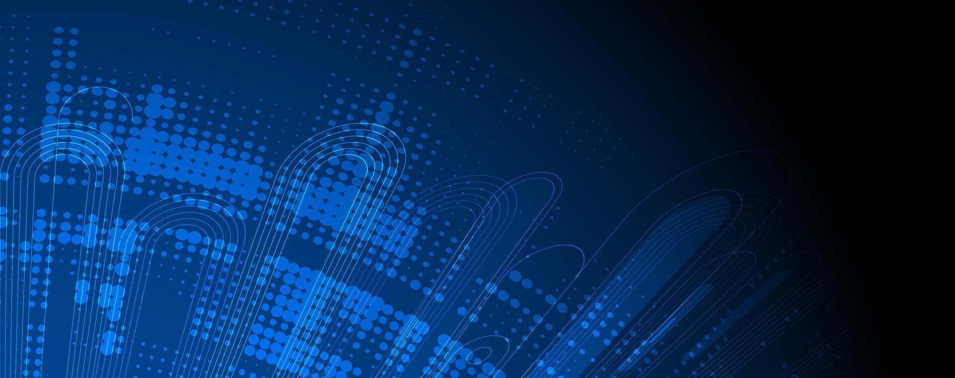 abstract blue round background with lines and dots vector