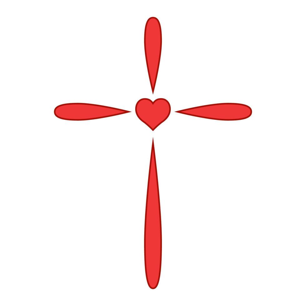 Vibrant Red Cross and Heart, Spiritual Love in Bold Design vector