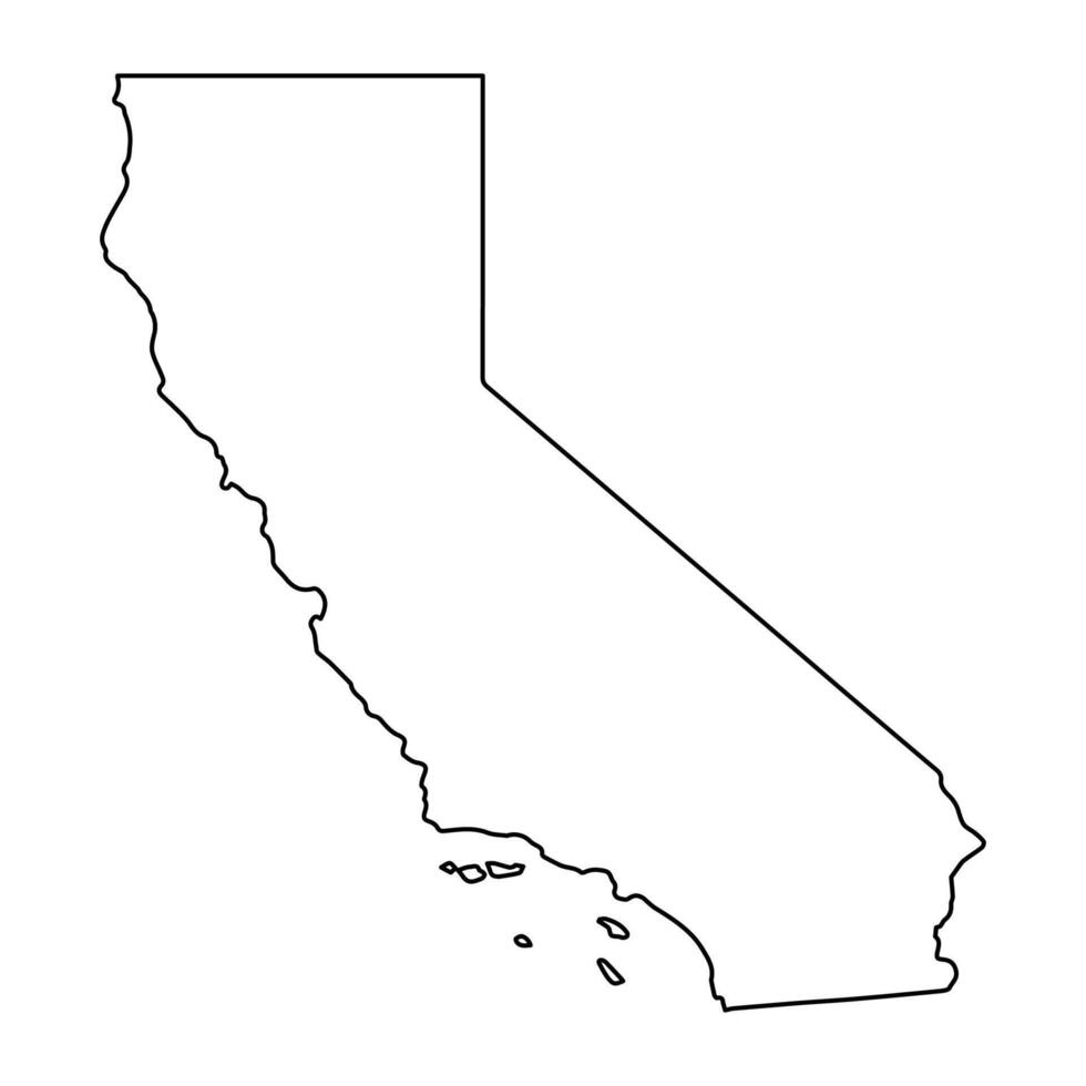 Sleek California Outline Minimalist Map in Black Silhouette vector