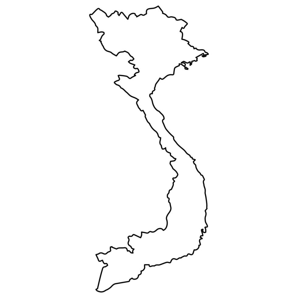 Sleek Vietnam Outline Minimalist Map in Black Silhouette vector