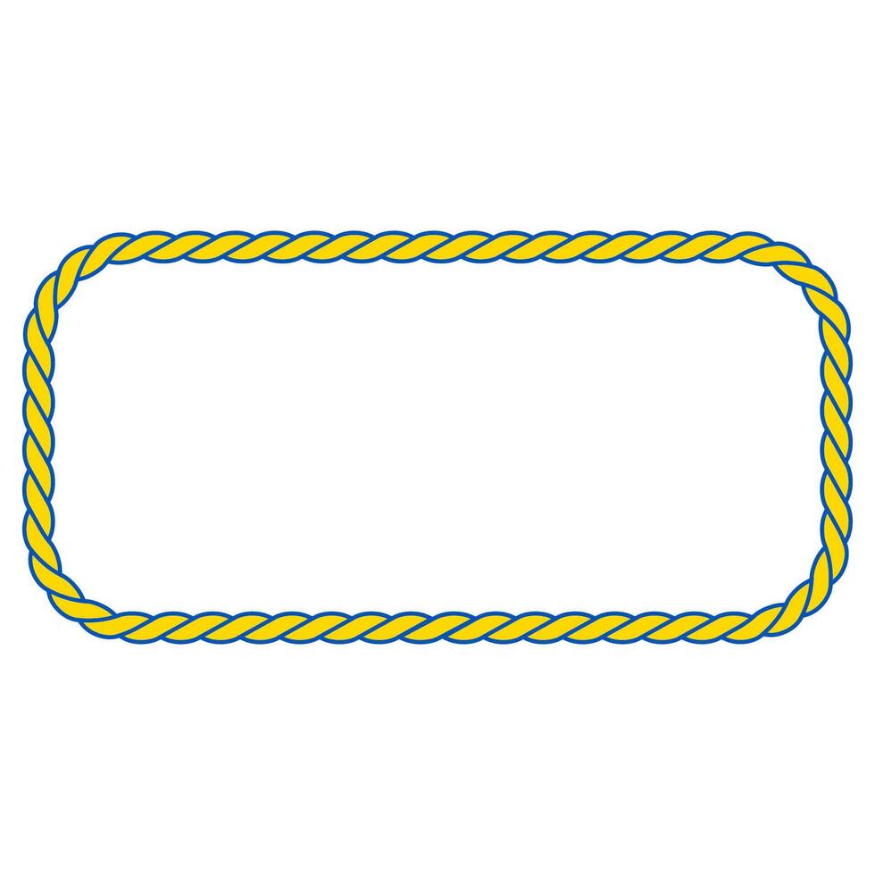 Twisted Yellow Blue Rope Frame Nautical Border in Ukraine Design vector