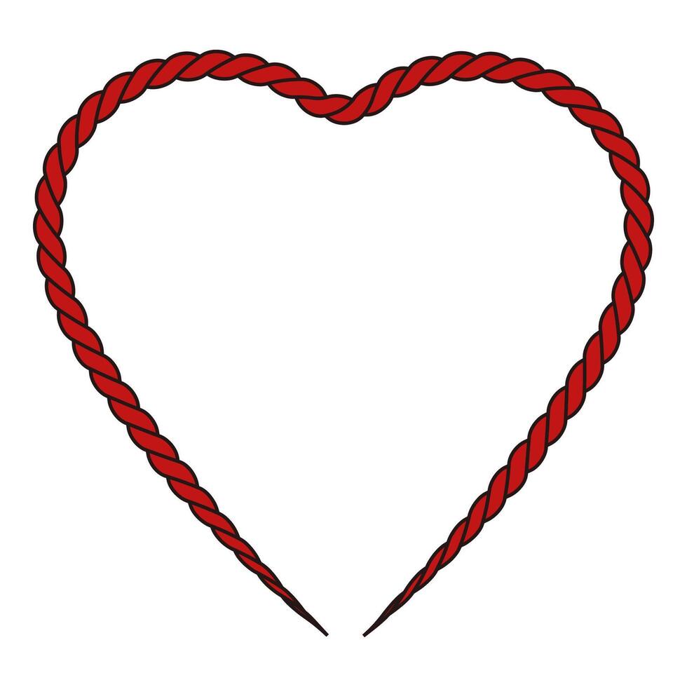 Twisted Red Rope Heart Romantic Symbol in Bold Outline vector