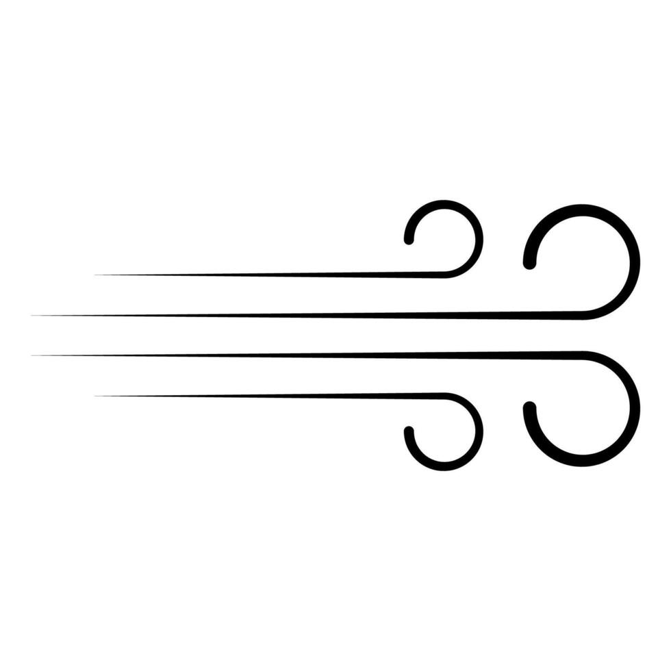 Sleek Black Wind Swirls Dynamic Flow in Minimalist Design vector