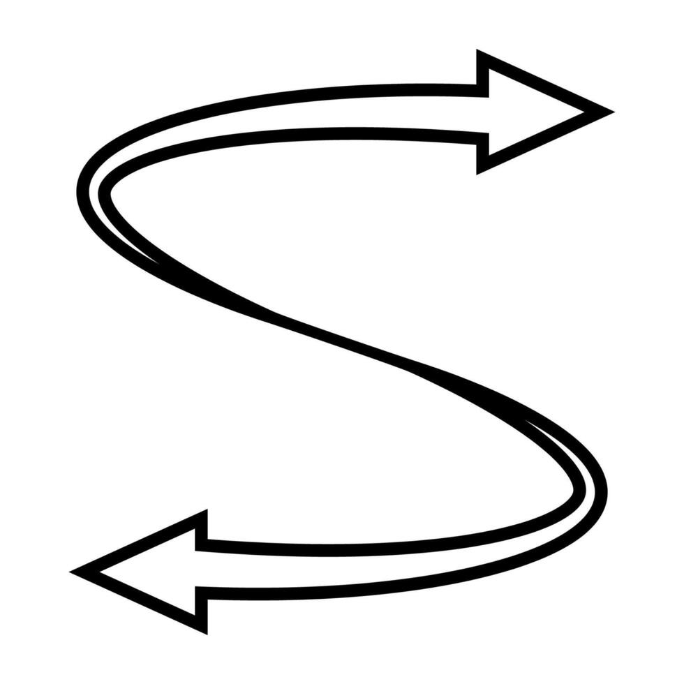 Twisting Black Arrows, Dynamic Curves in Spiraling Motion vector