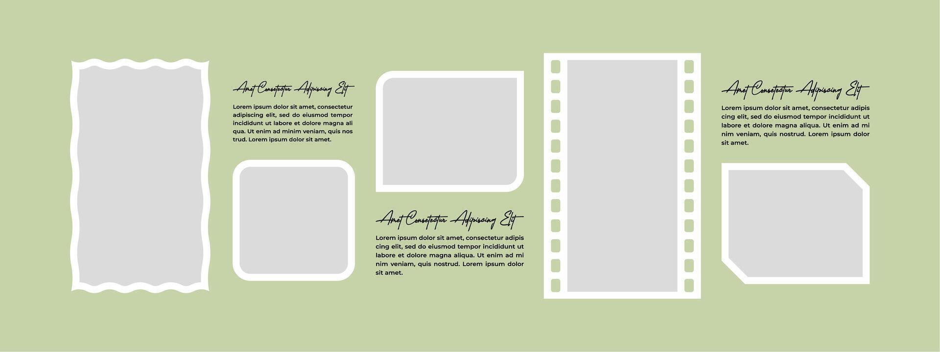 Blank Picture photo Collage grid photo effect template design vector
