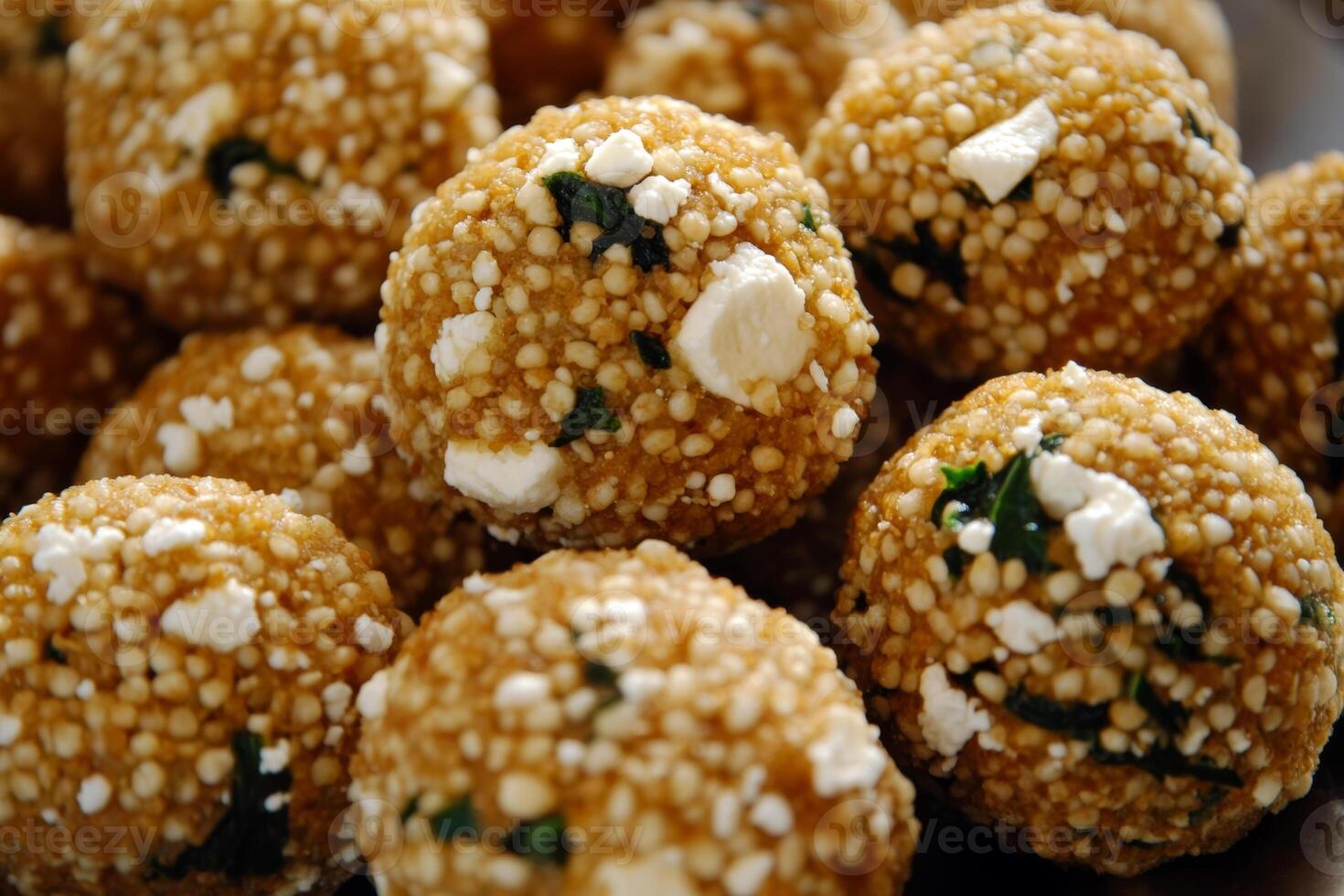 Close-up of delicious indian sabudana vada with spices and herbs photo