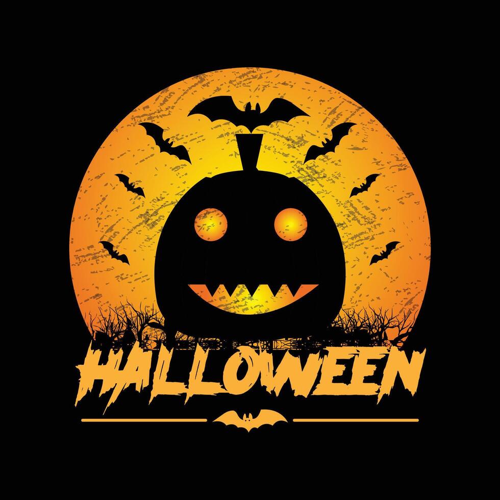 Halloween T-Shirt design with pumpkin vector