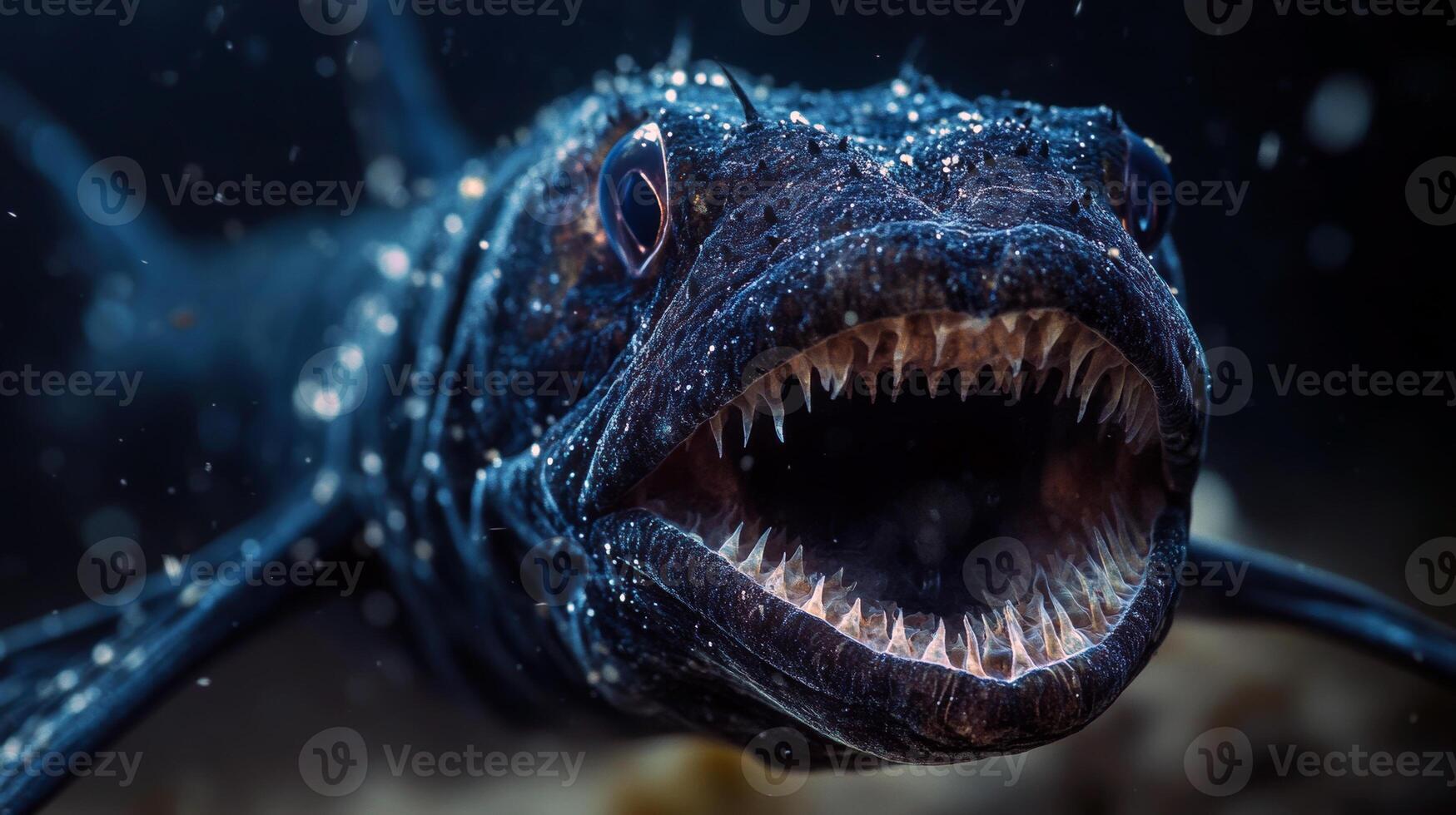 Deep-sea dragonfish with sharp teeth in ocean depths photo