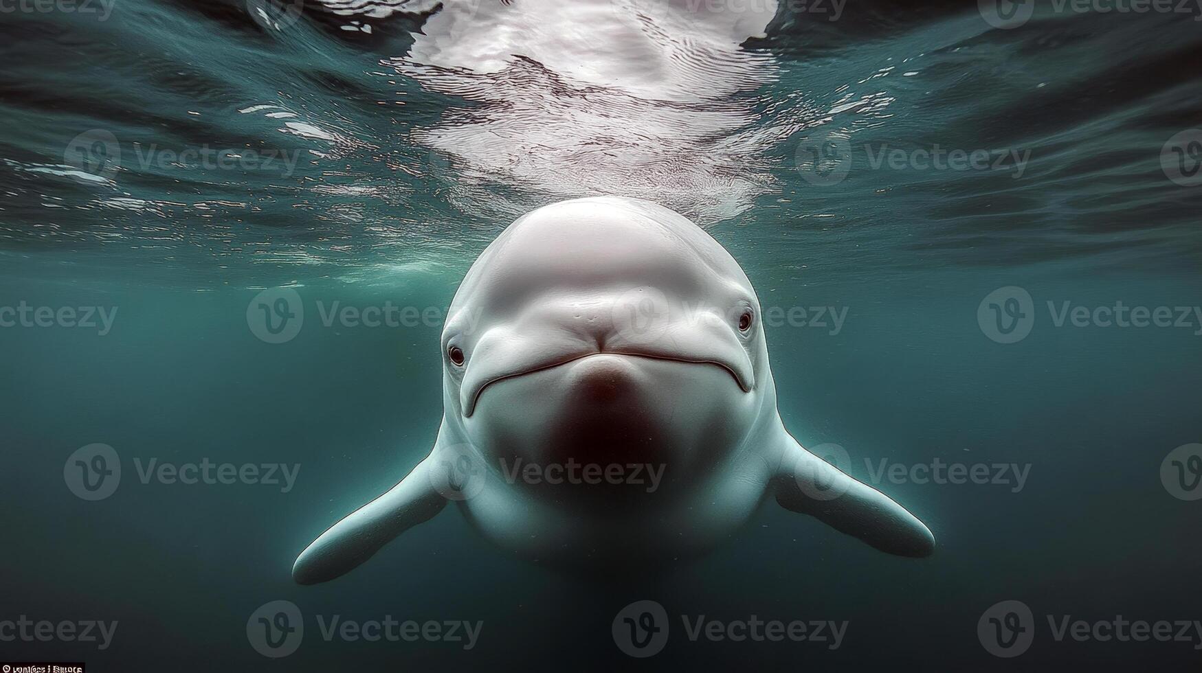 Close-up of beluga whale in clear aquatic environment photo