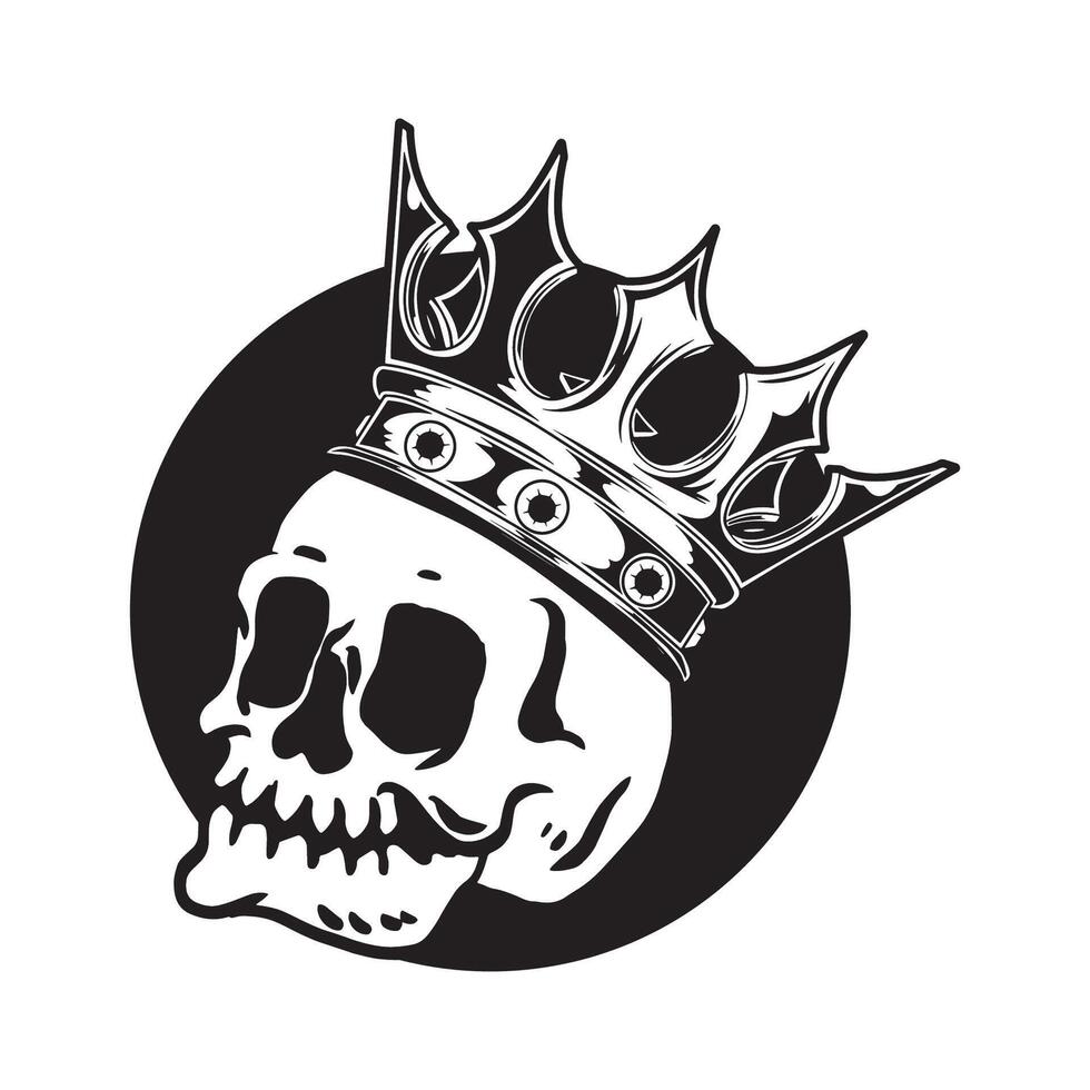 King skull with crown hand drawn vector